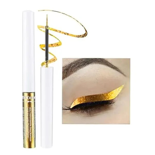 Mysense Chameleon Liquid Glitter Eyeliner, Metallic Satin Eyeliner Liquid Liner Multi Reflective Sparkle Finish, Smudge proof Long lasting Glitter Eye Shadow Makeup, #01 Gold