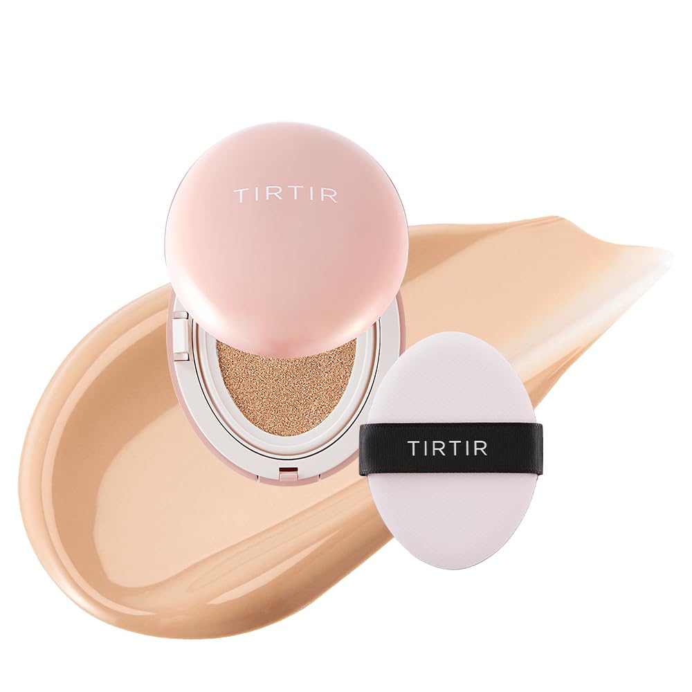 TIRTIR Mask Fit All Cover Pink Cushion Foundation | High Coverage, Semi-Matte Finish, Lightweight, Flawless, Corrects Redness, Korean Cushion, Mini (0.15 oz.), 23N Sand