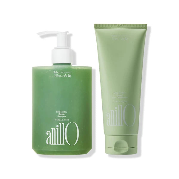 ANILLO Lime Sunday Conditioner Set – Refresh Shampoo + Hair Conditioner, Daily Haircare for Deep Cleansing Oily Scalp, pH Balanced, Protein Complex, Vegan Haircare, Paraben Free