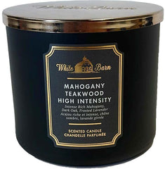 Bath & Body Works White Barn Candle Company and 3-Wick Scented Candle w/Essential Oils - 14.5 oz - Mahogany Teakwood (High Intensity - Black)