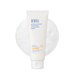 ACWELL pH Balancing Soothing Exfoliating Cleansing Foam 5.1 fl.oz. - AHA BHA PHA Exfoliating and Calming Facial Cleanser for Sensitive Skin, pH 5.5, Calms Acne and Blemishes, Moisturizing Bubble Foam
