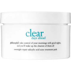 philosophy clear days ahead overnight repair acne treatment pads with salicylic acid, remove dead skin cells to keep pores clear and prevent future breakouts - 60 ct
