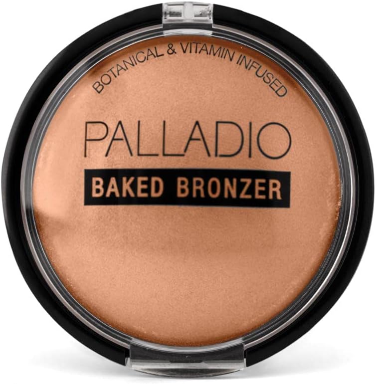 Palladio Baked Bronzer, Highly Pigmented and Easy to Blend, Shimmery Bronzed Glow, Use Dry or Wet, Lasts all day long, Provides Rich Tanning Color Finish, Powder Compact, Pacific Tan
