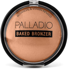 Palladio Baked Bronzer, Highly Pigmented and Easy to Blend, Shimmery Bronzed Glow, Use Dry or Wet, Lasts all day long, Provides Rich Tanning Color Finish, Powder Compact, Pacific Tan