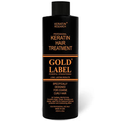 KERATIN RESEARCH Keratin Hair Straightening Treatment by Keratina Chocolate Gold Label 240ml, Improved Formula Specifically Designed for Thick Curly Hair Types (Black, African, Dominican, and Brazilian)