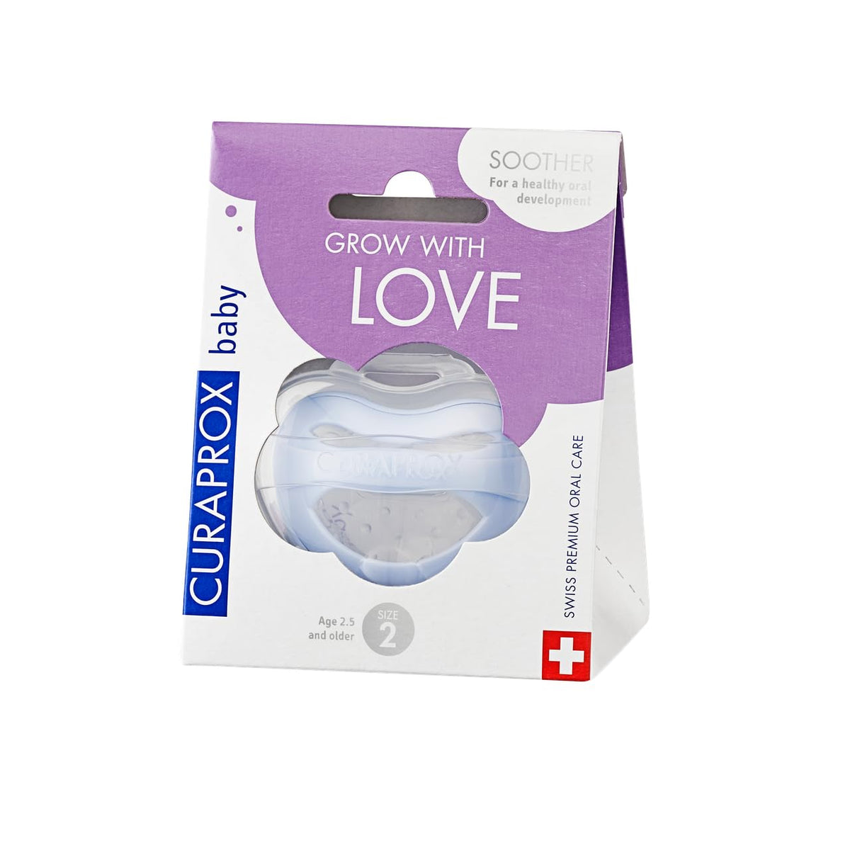 Curaprox Baby Pacifier, Toxic Free, BPA Free Dummy/Pacifier With Orthodontic Design To Prevent & Fix Misalignments - Calms & Relaxes Babies (Blue, 2)