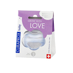 Curaprox Baby Pacifier, Toxic Free, BPA Free Dummy/Pacifier With Orthodontic Design To Prevent & Fix Misalignments - Calms & Relaxes Babies (Blue, 2)