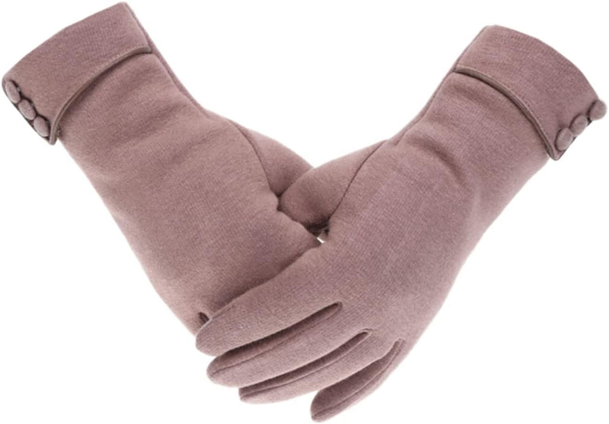 Tomily Womens Touch Screen Phone Fleece Windproof Gloves Winter Warm Wear - Khaki