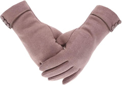 Tomily Womens Touch Screen Phone Fleece Windproof Gloves Winter Warm Wear - Khaki