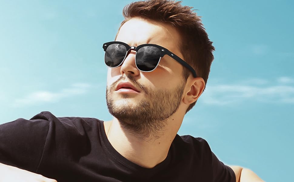 Gimdumasa Polarized Sunglasses Men Semi-Rimless Frame Sun Glasses for Men Women Retro Driving Shades with UV400 Blocking