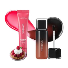 MILKTOUCH Summer proof Lip Combo Black Peel Off Lip Tattoo Black Fig + Collagen Lip Balm Berry Tart