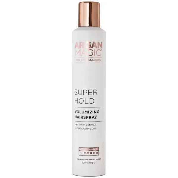 Argan Magic Pro Formulations Super Hold Volumizing Hair Spray Maximum Control & Long Lasting Lift Adds Shine & Fights Frizz Residue Free & Fast Drying