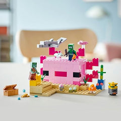 LEGO 21247 Minecraft The Axolotl House Set, Buildable Underwater Base with Diver Explorer, Zombie plus Dolphin and Puffer Fish Figures, Adventure Toys for Kids, Girls, Boys Aged 7 Plus (Pre-Order Now)