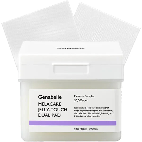 Genabelle Melacare Jelly Touch Dual Pad – Radiance-Boosting & Hydrating Toner Pads with Niacinamide & Tranexamic Acid – Targets Dark Spots and Hyperpigmentation – 4.05 fl oz