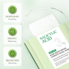 Salicylic Acid Acne Soothing Mask 10Pcs – Hydrating & Blemish Control Facial Sheet Mask for Oily & Acne-Prone Skin