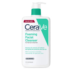 CeraVe Foaming Facial Cleanser, Daily Face Wash for Oily Skin, Hyaluronic Acid + Ceramides + Niacinamide, Fragrance Free & Paraben Free, Non-Drying Oil Control Face Wash