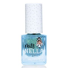 Miss Nella MAGIC COLLECTION Glitter Nail Polish for kids, set of 4: pink glitter, metalic red, OPEN, gold & blue silver, Peel- Off varnish for toddlers