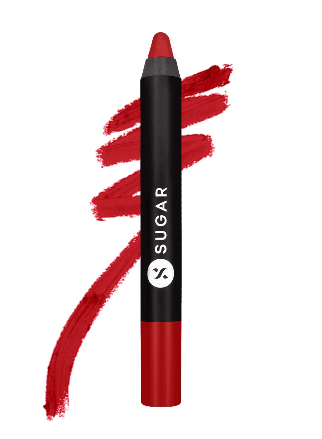 Sugar Cosmetics Matte as Hell Crayon Lipstick for Women | 12-Hour Wear | Lip Pencil with Sharpener | 2.8g - 01 Scarlett O'Hara