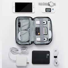 Boona Electronic Organiser Case, Splash-Proof Accessory Bag, Gadget Storage Bag, USB Cable Organiser, Travel-Friendly, Grey-L