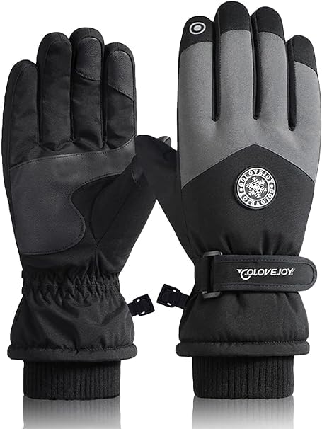 CLENEA Winter Gloves, Ski Gloves for Women Men, Waterproof Windproof Touchscreen Snow Gloves with Wrist Leashes, Keep Warm for Snowboard Skiing and Cycling