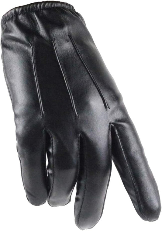 Long Keeper Mens Leather Gloves - Touch Screen Winter Gloves with Thinsulate Inner Fleece Black Faux Leather Mittens for Cold weather Outdoor Driving - Black