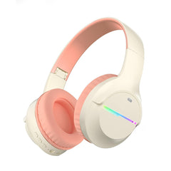 Azonee Wireless Bluetooth Headphones, Colorful LED Lights Wireless Kids Headphones, Bluetooth 5.3, HiFi Stereo Foldable Wireless Headset, Over Ear Headphones Built-in Mic for Phone Tablet Airplane - Pink