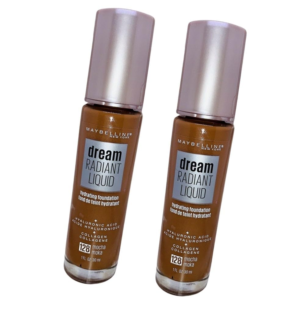 Pack of 2 Maybelline New York Dream Radiant Liquid Hydrating Foundation, Mocha # 128