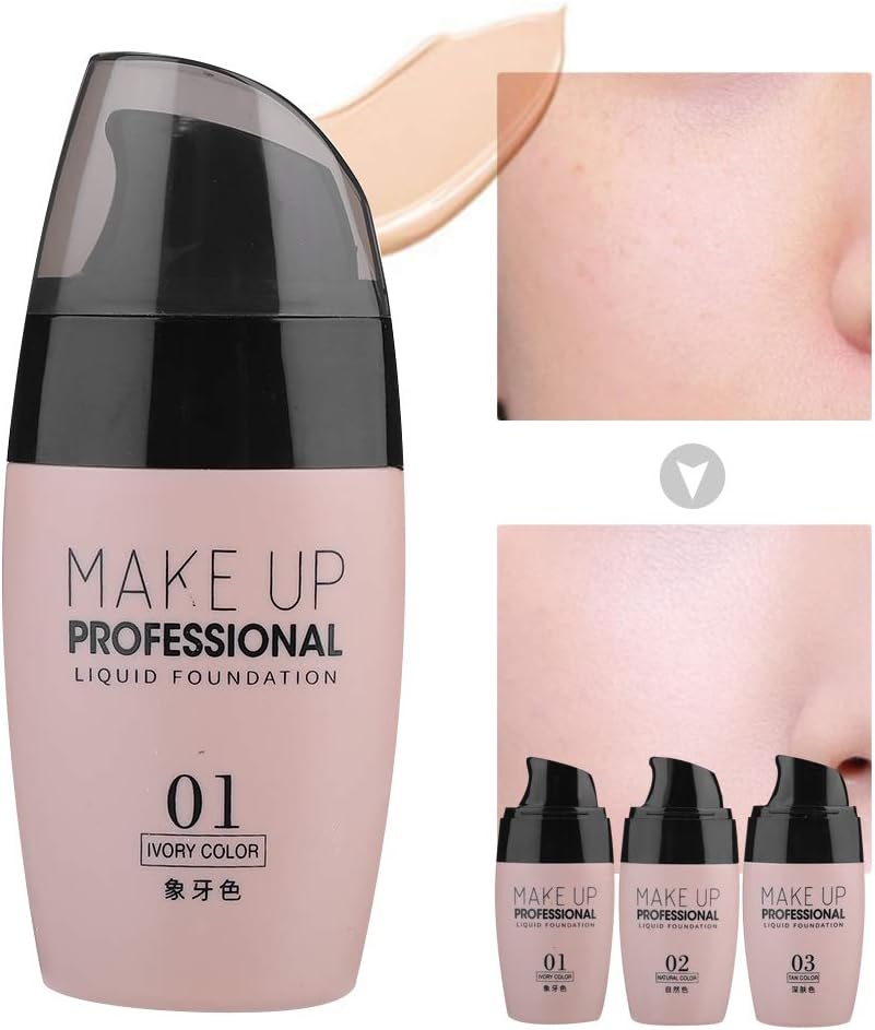 Liquid Foundation Makeup, Liquid Foundation Concealer BB Cream Flaw Pores Covering Moisturizing Oil-control Makeup for Women Girls 15ml(Ivory)