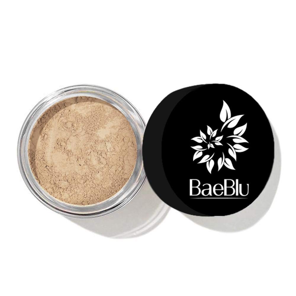 BaeBlu InstaFame Loose Mineral Foundation Powder, Full Coverage Matte With Natural SPF for Sensitive Skin, Seek