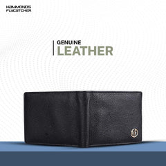 HAMMONDS FLYCATCHER Genuine Leather Wallet for Men, RFID Protected Leather Purse for Men, Money Purse for Men, Bi-Fold Wallet, 4 Card Slots, Coin Pocket, Hidden Pockets - Black