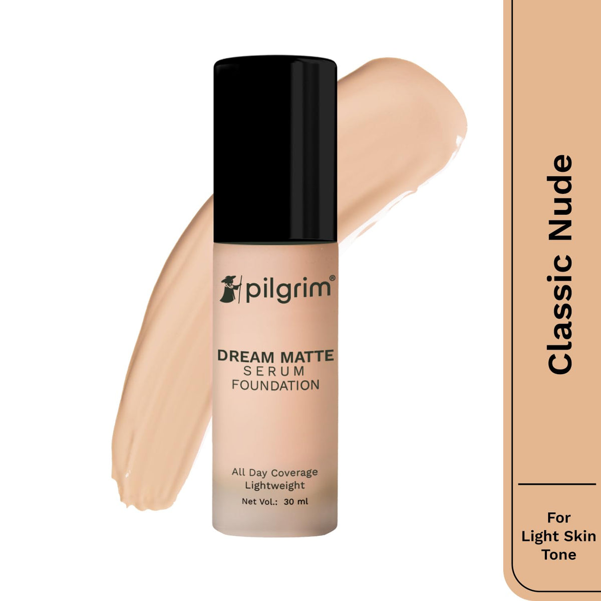 Pilgrim Medium Classic Nude Serum Liquid Foundation, Matte & Poreless,30 ml | Foundation for face make up infused |Water-Resistant,All Day Coverage|All Skin Types