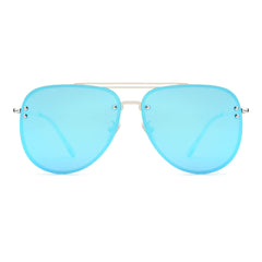 VIVIENFANG Premium Rimless Oversized Aviator Sunglasses for Women, Polarized PC Lens UV Protection Womens Shade VF2203