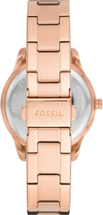 FOSSIL Womens Watch Stella, 37 mm, Case Size, Quartz Movement, Stainless Steel Strap, Rosegold