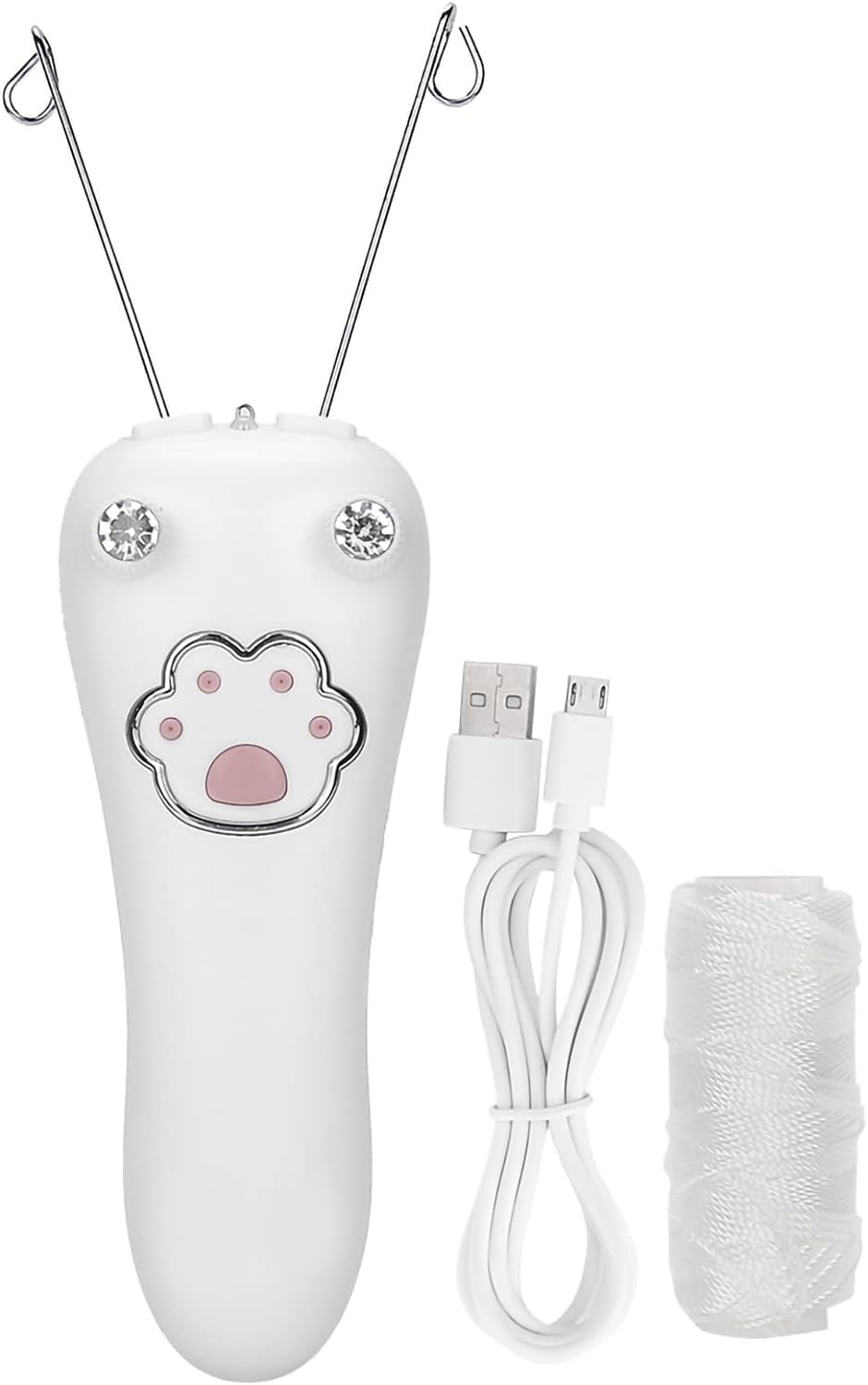 Fine Productions Electric Facial Threading Hair Remover, Cotton Thread Epilator for Women, Automatic Threader Machine for Face, Chin, Upper Lip, Arms, White