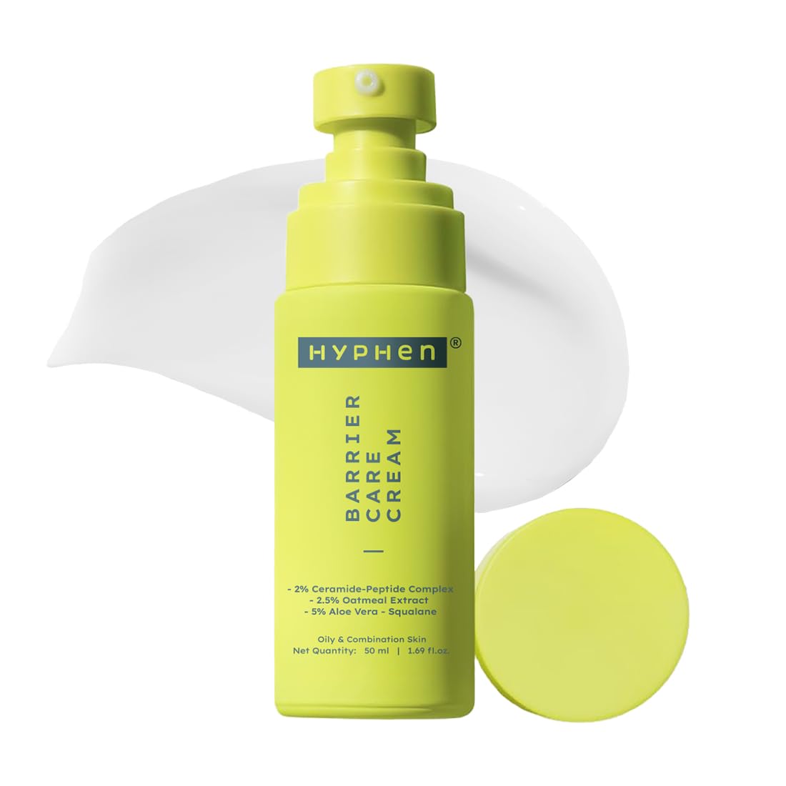 Hyphen Barrier Care Face Cream for Oily & Combination Skin | Lightweight Face Moisturizer With Ceramides & Peptides That Strengthens Skin Barrier & Deeply Hydrates | For Men & Women | 50ml