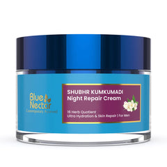 Blue Nectar Ayurvedic Anti Aging Night Cream for Men to reduce fine lines and wrinkles | Skin Repair & Nourishment | Best Men Face Moisturizer to Add Natural Glow for Youthful Look (16 Herbs, 50g)