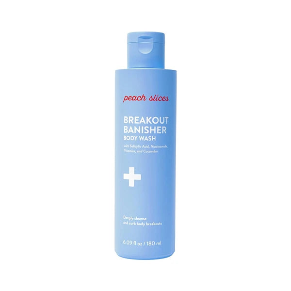 Peach & Lily Peach Slices Breakout Banisher Body Wash 6.09 oz – 1% Salicylic Acid & Glycolic Acid, Acne-Fighting Body Cleanser with Niacinamide & Cucumber, Vegan & Cruelty-Free Korean Skincare