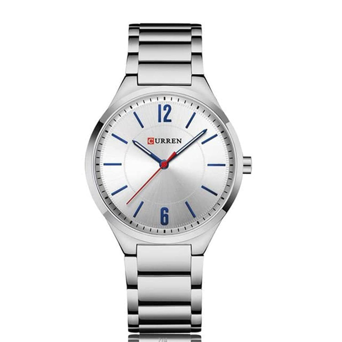 CURREN Mens Analog Watch Stainless Steel Case Silver Dial Silver Stainless Steel Bracelet