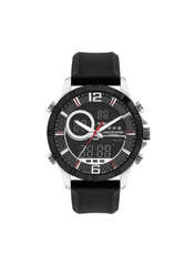 Lee Cooper Men's BJ3950+AL35 Movement Watch, Digital Display and Silicone Strap - LC07559.351, Black