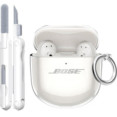 TPU Clear Case Compatible with Bose QuietComfort Ultra Earbuds Case (2023) and Bose QuietComfort Earbuds II Wireless Earbuds,Soft TPU Shockproof Protective Cover with Keychain and Cleaning Kit