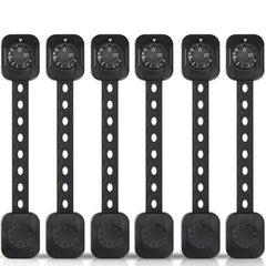 H&A Child Safety Latches - Child Locks for Cabinets - 3M Adhesive Drawer locks for Babies - Adjustable Baby proofing set for Cupboard, Toilet, Oven, Fridge, Door, Window (Black, Pack of 6)