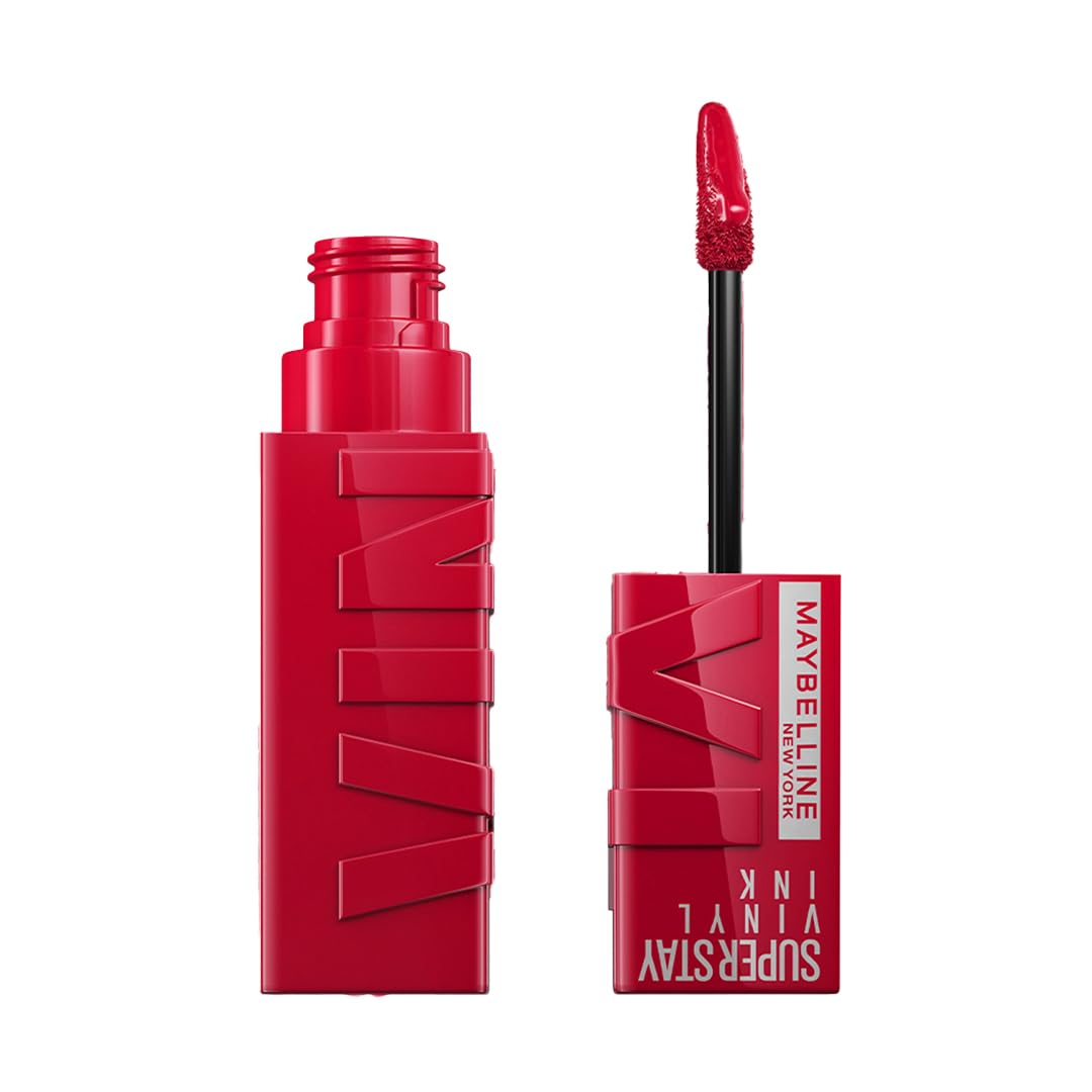 Maybelline Liquid Lipstick, High Shine Gloss, Lasts for 16 HRs, Enriched With Vitamin E & Aloe, SuperStay Vinyl Ink, Wicked, High-Glossy Finish