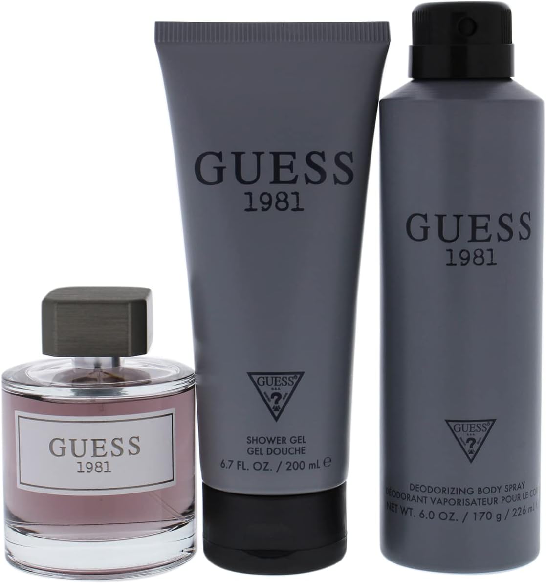 GUESS 1981 Eau de Toilette 100 ml + Shower Gel 200 ml+ Body Spray 226 ml, Gift Set for Men