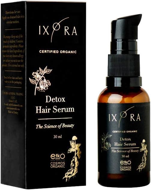 ixora Detox Hair Serum enriched with ginseng & garlic, stimulate hair growth & stop hair loss - 30ml Certified Organic