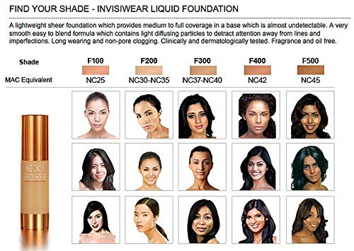 EX1 Invisiwear Liquid Foundation in Shade 4.0 - for Asian Olive Skin Tone with Yellow Undertones