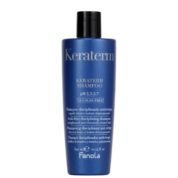 Fanola Keraterm Smoothing Anti Frizz Shampoo - Keratin Shampoo with Shea Butter & Macadamia Oil for Shine & Nourishment - Sulfate-Free Hair Wash for Heat-Damaged & Chemically-Treated Hair -300 ml