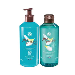 Yves Rocher Monoi de Tahiti Monoi Moisturizing Body Milk and Gel Set of 2 Coconut and Tiare Scent Lotion All Skin Types 390 ml./13.1 fl.oz. 400 ml./13.5 fl.oz