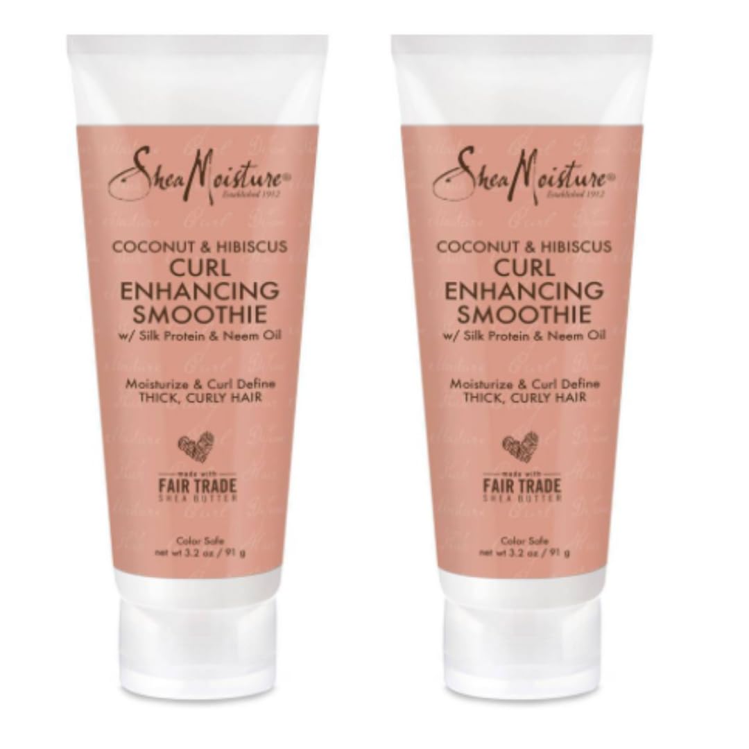 SheaMoisture Coconut and Hibiscus Curl Enhancing Smoothie Cream, Women 3.2 oz (2- Pack)
