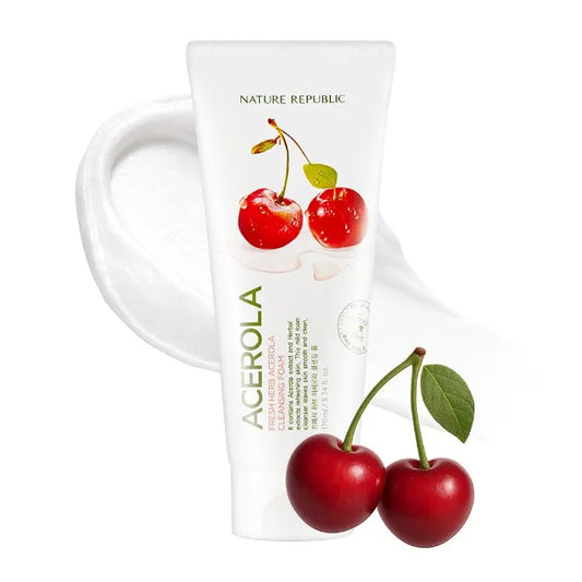 Nature Republic Fresh Herb Acerola cleansing foam Hydration & Moisturizing daily Makeup Remover, 170ml / 5.74 fl Oz