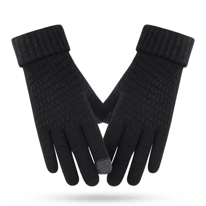 SANKRO Winter Gloves for Men and Women, Thermal Gloves, Touch Screen, Elastic Knitted Gloves with Warm Lining, Thermal Winter Gloves - for Running, Cycling, Driving - Black